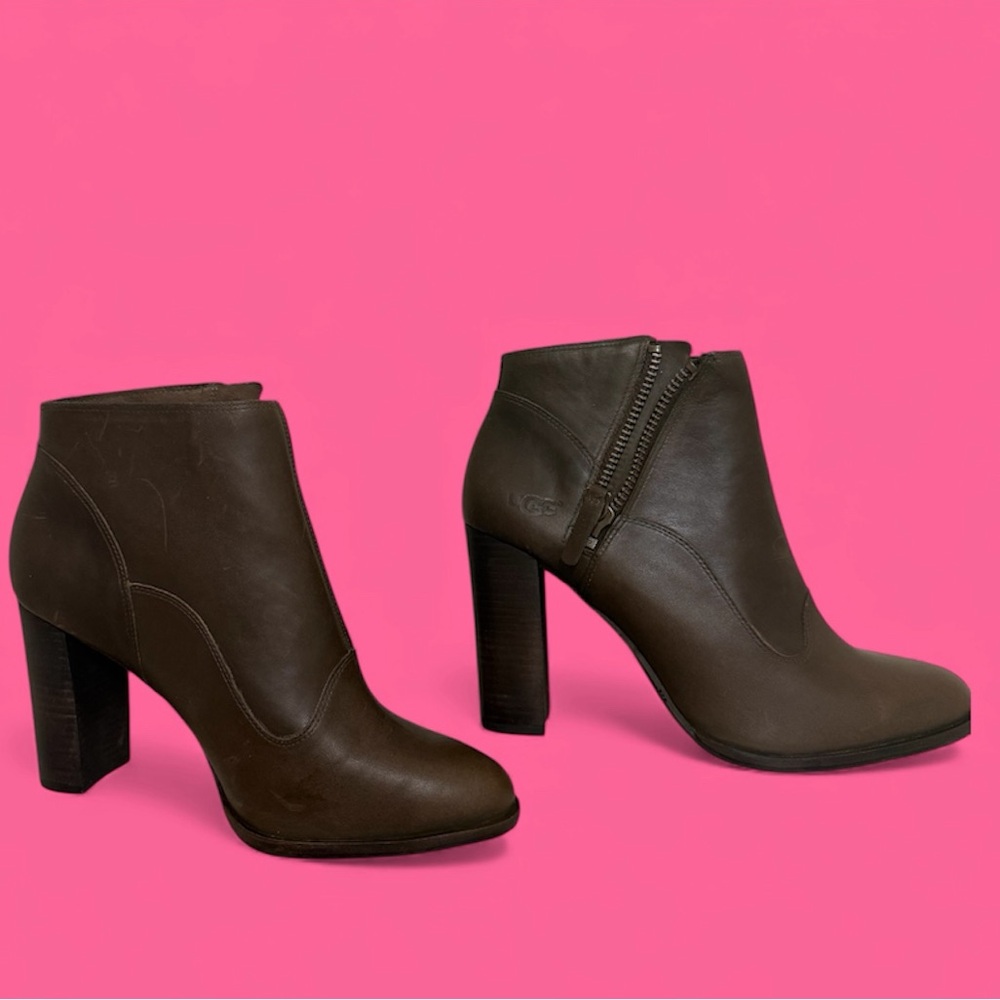 UGG Women's Dark Brown Heeled Boots - Picture 2 of 8